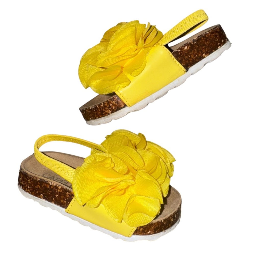 Capelli of New York Yellow Floral Kids Sandals